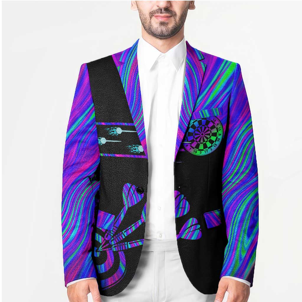 Neon Dartboard Darts Blazer with Colorful Target and Psychedelic Swirl Pattern - Wonder Print Shop