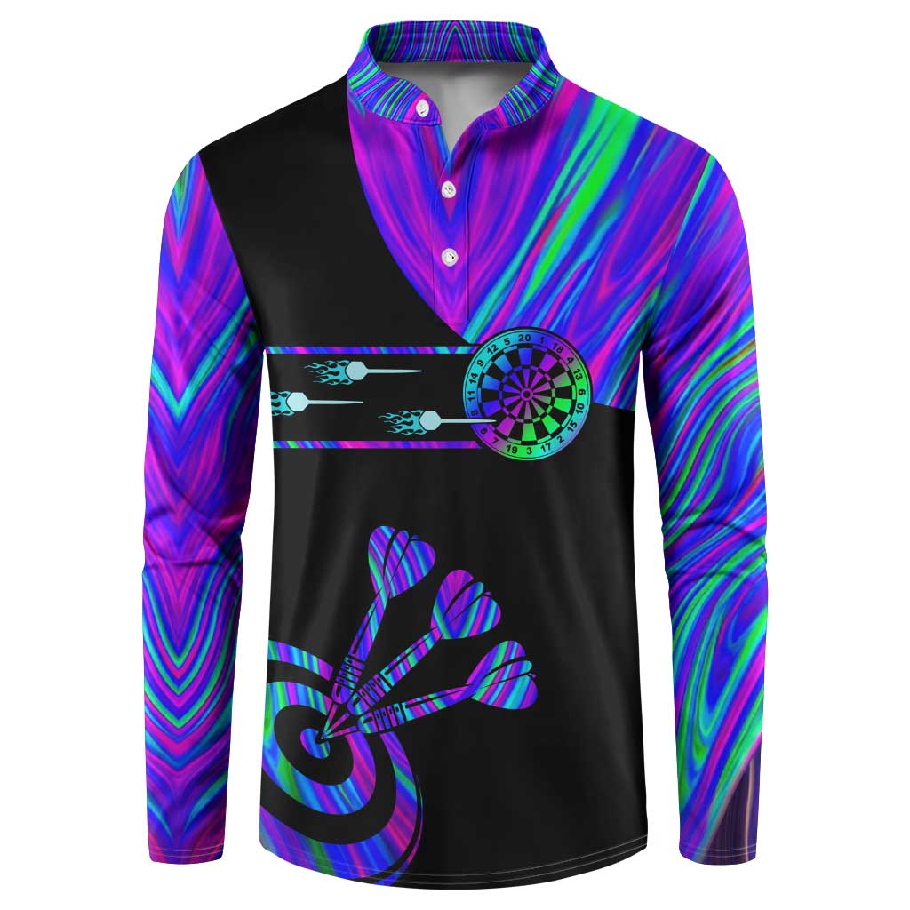 Neon Dartboard Darts Button Sweatshirt with Colorful Target and Psychedelic Swirl Pattern - Wonder Print Shop