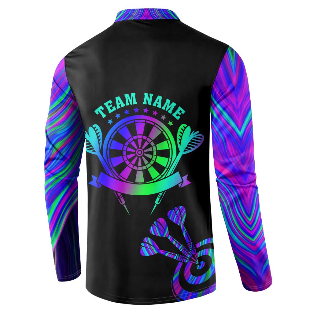 Neon Dartboard Darts Button Sweatshirt with Colorful Target and Psychedelic Swirl Pattern - Wonder Print Shop