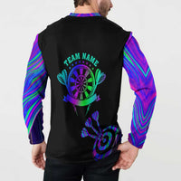 Neon Dartboard Darts Button Sweatshirt with Colorful Target and Psychedelic Swirl Pattern - Wonder Print Shop