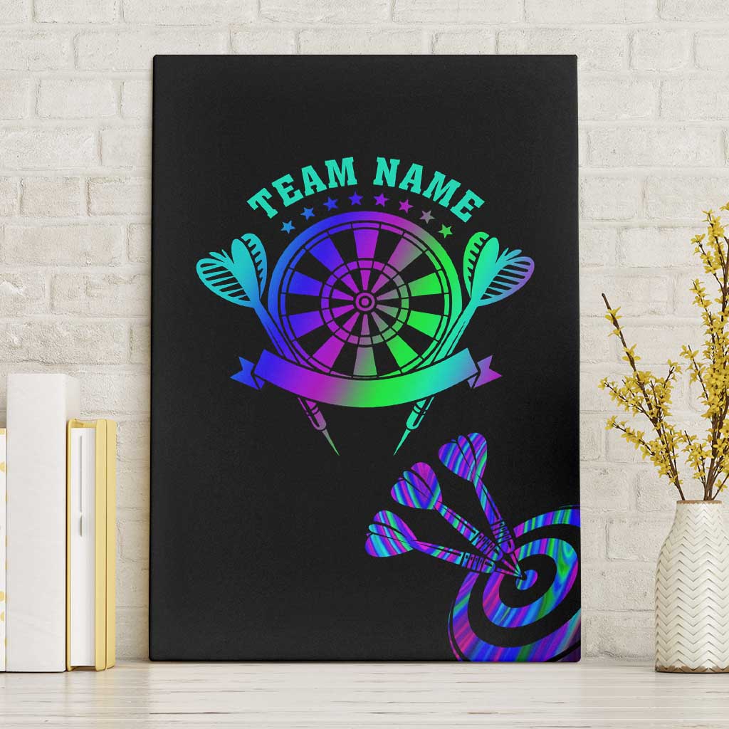 Neon Dartboard Darts Canvas Wall Art with Colorful Target and Psychedelic Swirl Pattern - Wonder Print Shop