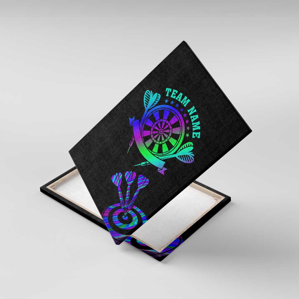 Neon Dartboard Darts Canvas Wall Art with Colorful Target and Psychedelic Swirl Pattern - Wonder Print Shop