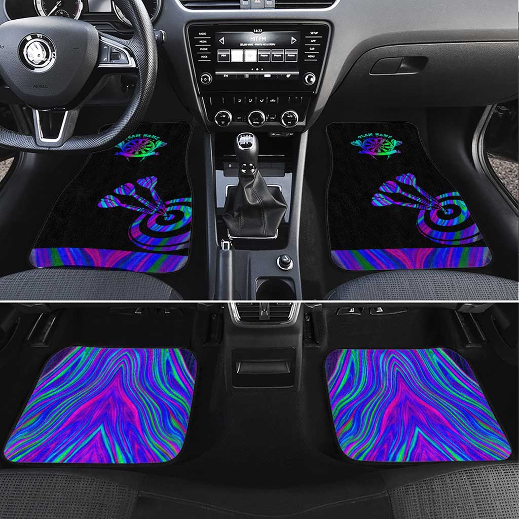 Neon Dartboard Darts Car Mats with Colorful Target and Psychedelic Swirl Pattern - Wonder Print Shop