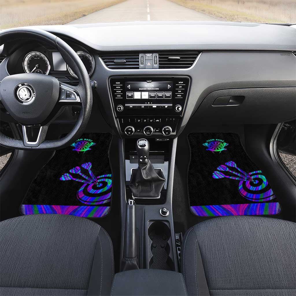 Neon Dartboard Darts Car Mats with Colorful Target and Psychedelic Swirl Pattern - Wonder Print Shop