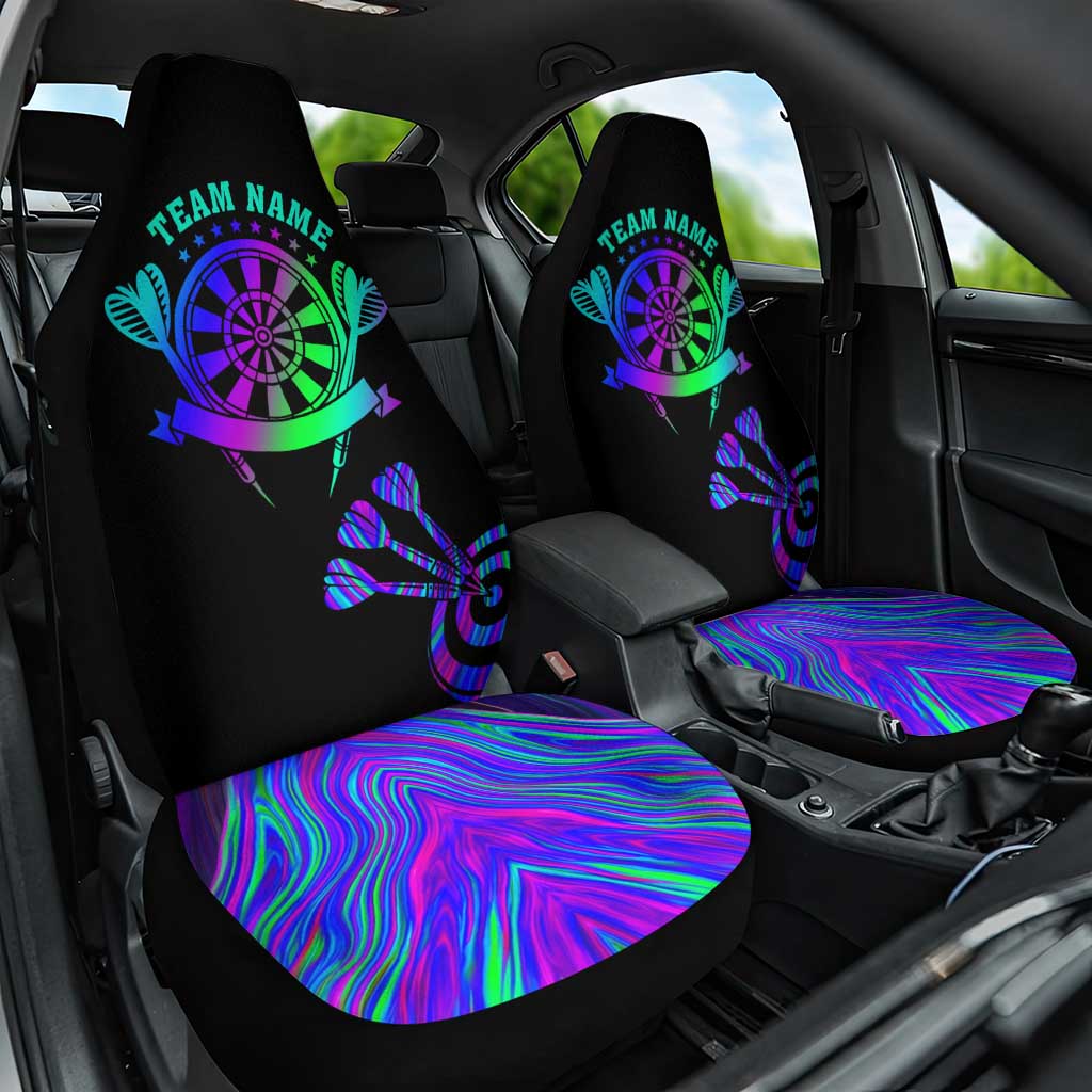 Neon Dartboard Darts Car Seat Cover with Colorful Target and Psychedelic Swirl Pattern - Wonder Print Shop