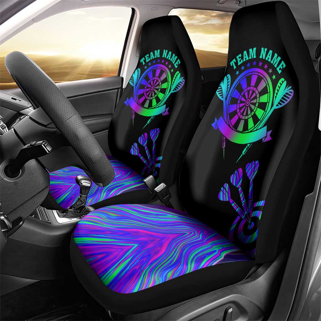 Neon Dartboard Darts Car Seat Cover with Colorful Target and Psychedelic Swirl Pattern - Wonder Print Shop