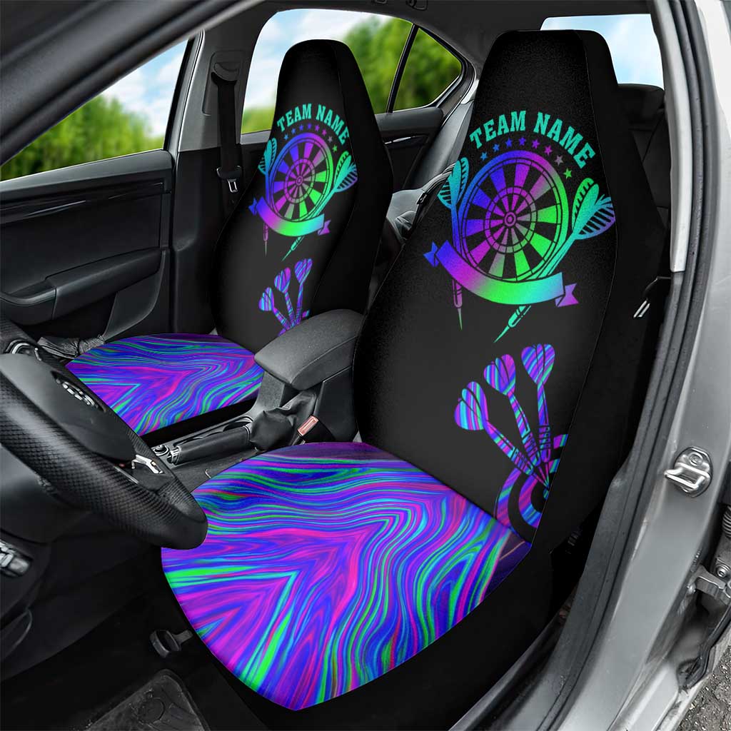 Neon Dartboard Darts Car Seat Cover with Colorful Target and Psychedelic Swirl Pattern - Wonder Print Shop