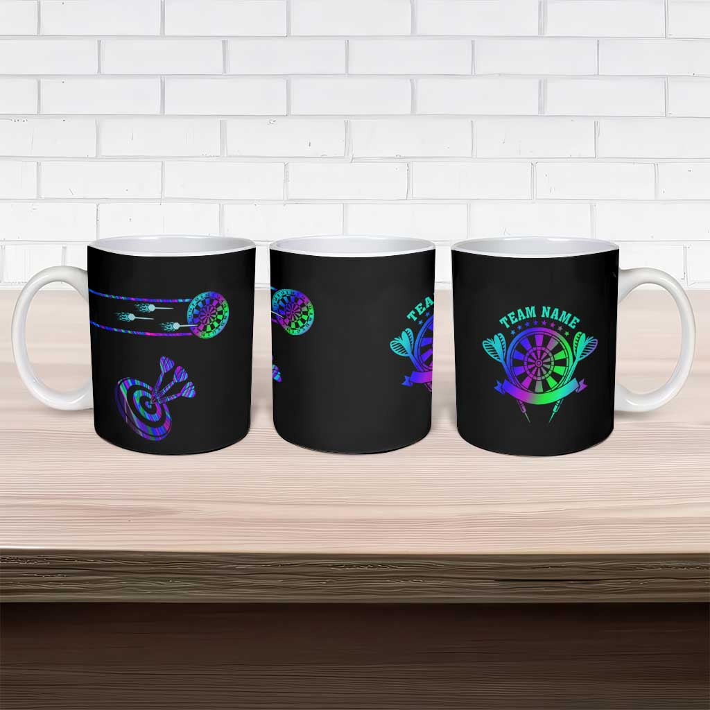 Neon Dartboard Darts Ceramic Mug with Colorful Target and Psychedelic Swirl Pattern - Wonder Print Shop