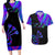 Neon Dartboard Darts Couples Matching Long Sleeve Bodycon Dress and Hawaiian Shirt with Colorful Target and Psychedelic Swirl Pattern - Wonder Print Shop