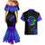 Neon Dartboard Darts Couples Matching Mermaid Dress and Hawaiian Shirt with Colorful Target and Psychedelic Swirl Pattern - Wonder Print Shop