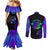 Neon Dartboard Darts Couples Matching Mermaid Dress and Long Sleeve Button Shirt with Colorful Target and Psychedelic Swirl Pattern - Wonder Print Shop