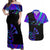 Neon Dartboard Darts Couples Matching Off Shoulder Maxi Dress and Hawaiian Shirt with Colorful Target and Psychedelic Swirl Pattern - Wonder Print Shop