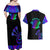 Neon Dartboard Darts Couples Matching Off Shoulder Maxi Dress and Hawaiian Shirt with Colorful Target and Psychedelic Swirl Pattern - Wonder Print Shop