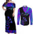 Neon Dartboard Darts Couples Matching Off Shoulder Maxi Dress and Long Sleeve Button Shirt with Colorful Target and Psychedelic Swirl Pattern - Wonder Print Shop