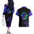 Neon Dartboard Darts Couples Matching Off The Shoulder Long Sleeve Dress and Hawaiian Shirt with Colorful Target and Psychedelic Swirl Pattern - Wonder Print Shop