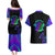 Neon Dartboard Darts Couples Matching Puletasi and Hawaiian Shirt with Colorful Target and Psychedelic Swirl Pattern - Wonder Print Shop