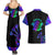 Neon Dartboard Darts Couples Matching Summer Maxi Dress and Hawaiian Shirt with Colorful Target and Psychedelic Swirl Pattern - Wonder Print Shop