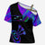 Neon Dartboard Darts Cross Shoulder Shirt with Colorful Target and Psychedelic Swirl Pattern - Wonder Print Shop