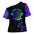 Neon Dartboard Darts Cross Shoulder Shirt with Colorful Target and Psychedelic Swirl Pattern - Wonder Print Shop