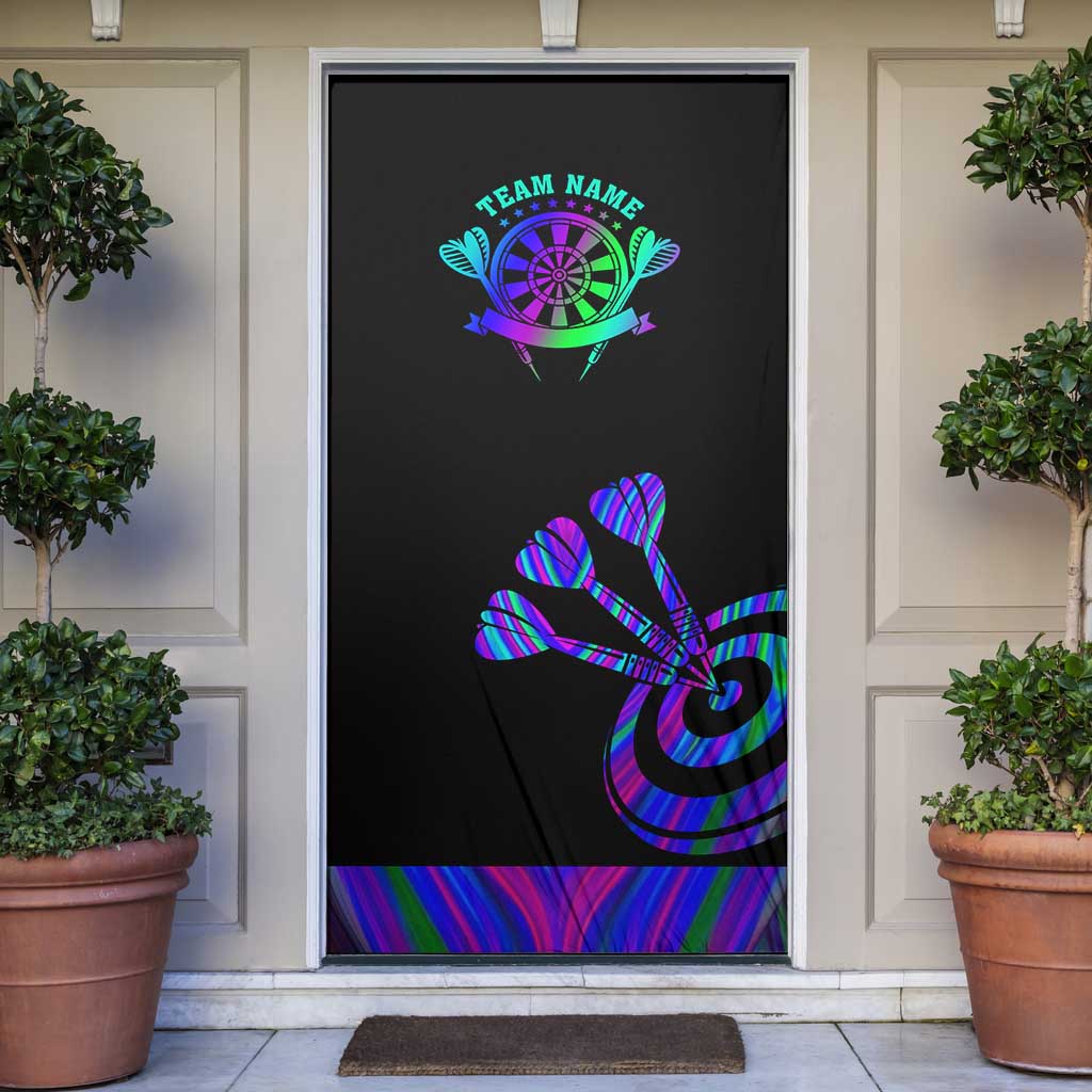 Neon Dartboard Darts Door Cover with Colorful Target and Psychedelic Swirl Pattern - Wonder Print Shop