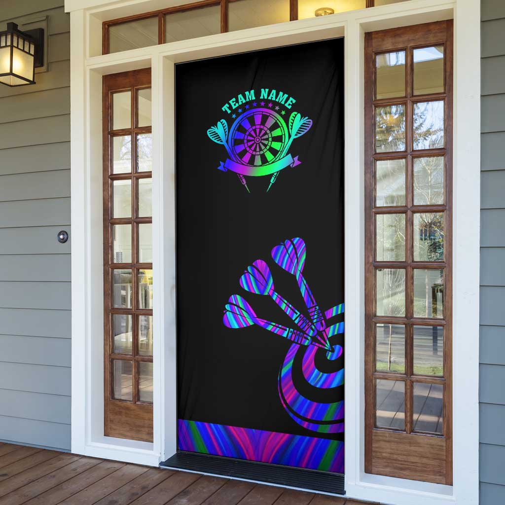 Neon Dartboard Darts Door Cover with Colorful Target and Psychedelic Swirl Pattern - Wonder Print Shop