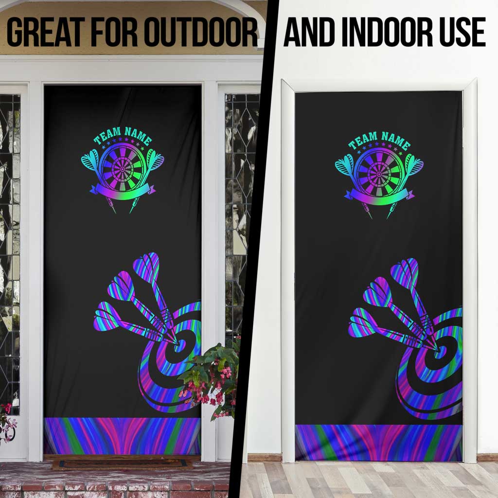 Neon Dartboard Darts Door Cover with Colorful Target and Psychedelic Swirl Pattern - Wonder Print Shop