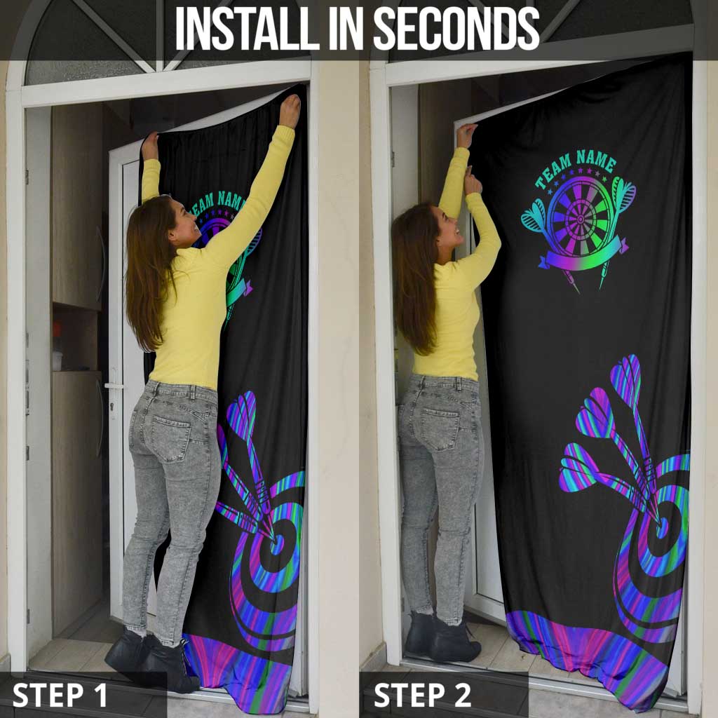 Neon Dartboard Darts Door Cover with Colorful Target and Psychedelic Swirl Pattern - Wonder Print Shop