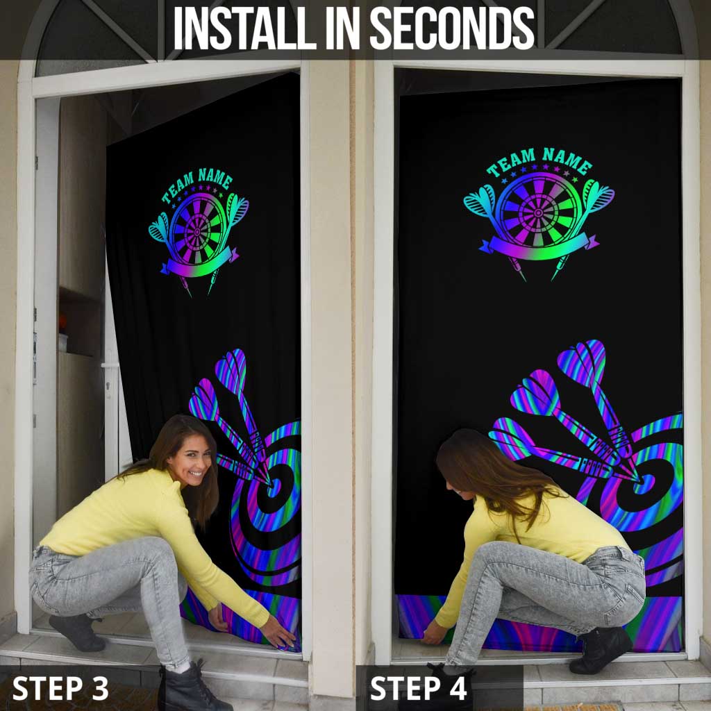 Neon Dartboard Darts Door Cover with Colorful Target and Psychedelic Swirl Pattern - Wonder Print Shop