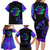 Neon Dartboard Darts Family Matching Long Sleeve Bodycon Dress and Hawaiian Shirt with Colorful Target and Psychedelic Swirl Pattern - Wonder Print Shop