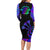 Neon Dartboard Darts Family Matching Long Sleeve Bodycon Dress and Hawaiian Shirt with Colorful Target and Psychedelic Swirl Pattern - Wonder Print Shop