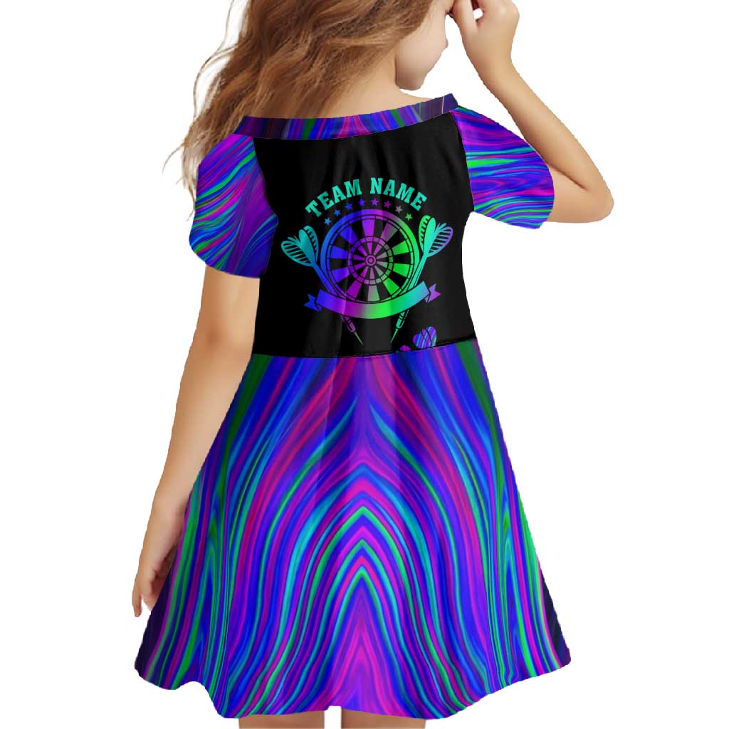 Neon Dartboard Darts Family Matching Mermaid Dress and Hawaiian Shirt with Colorful Target and Psychedelic Swirl Pattern - Wonder Print Shop