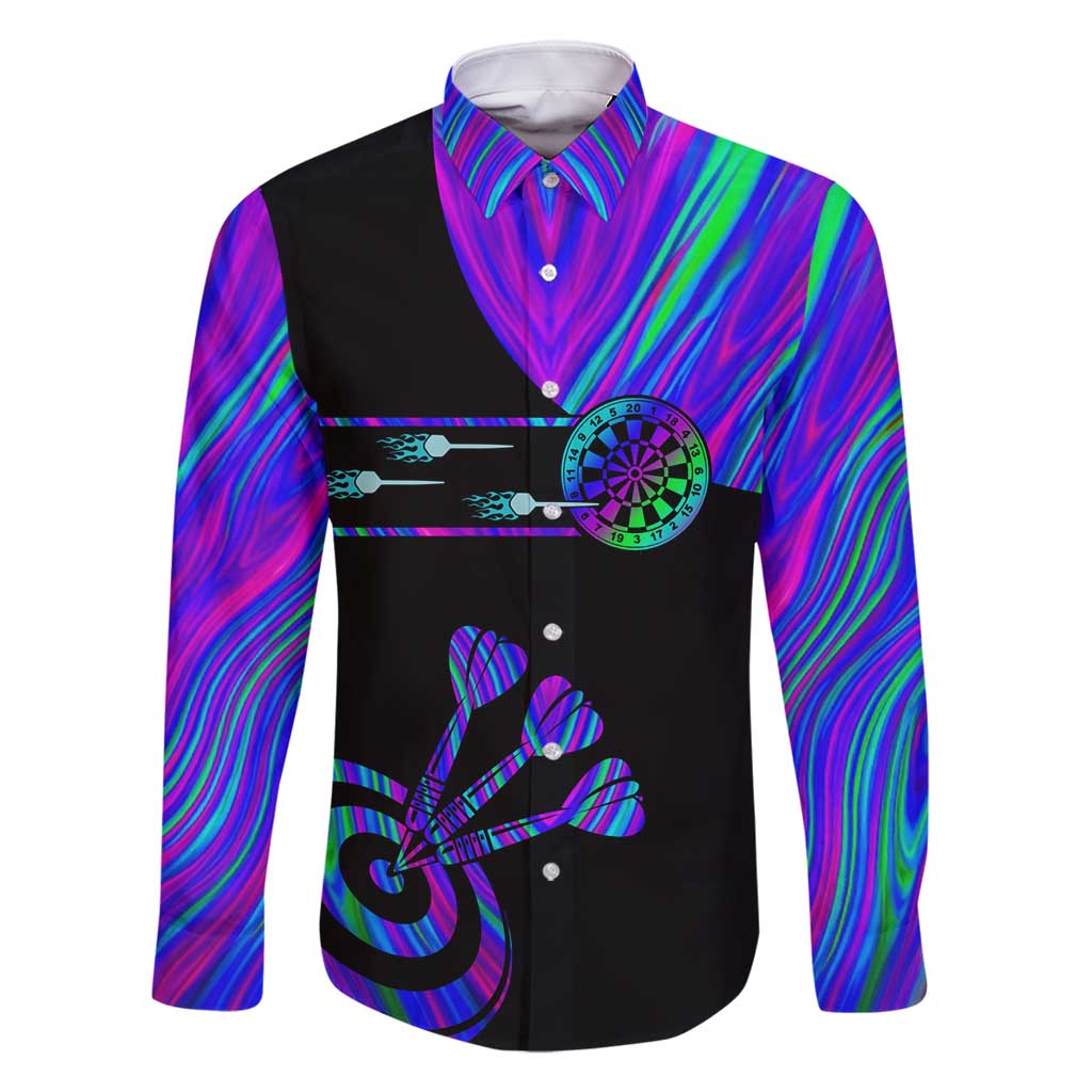 Neon Dartboard Darts Family Matching Mermaid Dress and Hawaiian Shirt with Colorful Target and Psychedelic Swirl Pattern - Wonder Print Shop