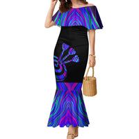 Neon Dartboard Darts Family Matching Mermaid Dress and Hawaiian Shirt with Colorful Target and Psychedelic Swirl Pattern - Wonder Print Shop
