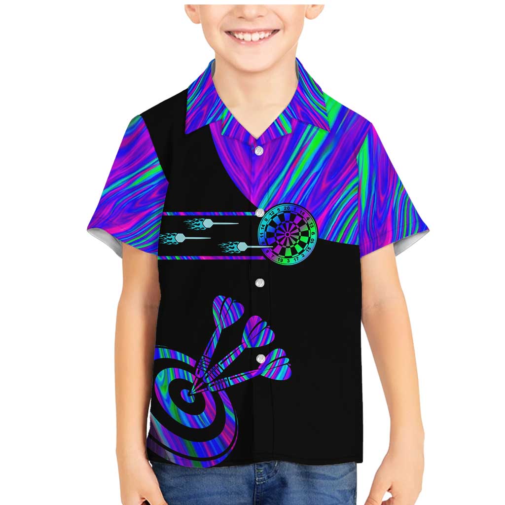 Neon Dartboard Darts Family Matching Mermaid Dress and Hawaiian Shirt with Colorful Target and Psychedelic Swirl Pattern - Wonder Print Shop