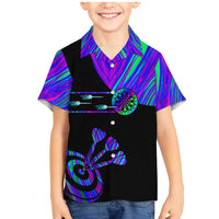 Neon Dartboard Darts Family Matching Mermaid Dress and Hawaiian Shirt with Colorful Target and Psychedelic Swirl Pattern - Wonder Print Shop