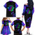 Neon Dartboard Darts Family Matching Off The Shoulder Long Sleeve Dress and Hawaiian Shirt with Colorful Target and Psychedelic Swirl Pattern - Wonder Print Shop