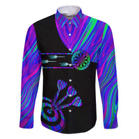 Neon Dartboard Darts Family Matching Off The Shoulder Long Sleeve Dress and Hawaiian Shirt with Colorful Target and Psychedelic Swirl Pattern - Wonder Print Shop