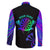 Neon Dartboard Darts Family Matching Off The Shoulder Long Sleeve Dress and Hawaiian Shirt with Colorful Target and Psychedelic Swirl Pattern - Wonder Print Shop
