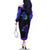 Neon Dartboard Darts Family Matching Off The Shoulder Long Sleeve Dress and Hawaiian Shirt with Colorful Target and Psychedelic Swirl Pattern - Wonder Print Shop