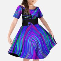 Neon Dartboard Darts Family Matching Off Shoulder Maxi Dress and Hawaiian Shirt with Colorful Target and Psychedelic Swirl Pattern - Wonder Print Shop