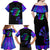 Neon Dartboard Darts Family Matching Off Shoulder Maxi Dress and Hawaiian Shirt with Colorful Target and Psychedelic Swirl Pattern - Wonder Print Shop