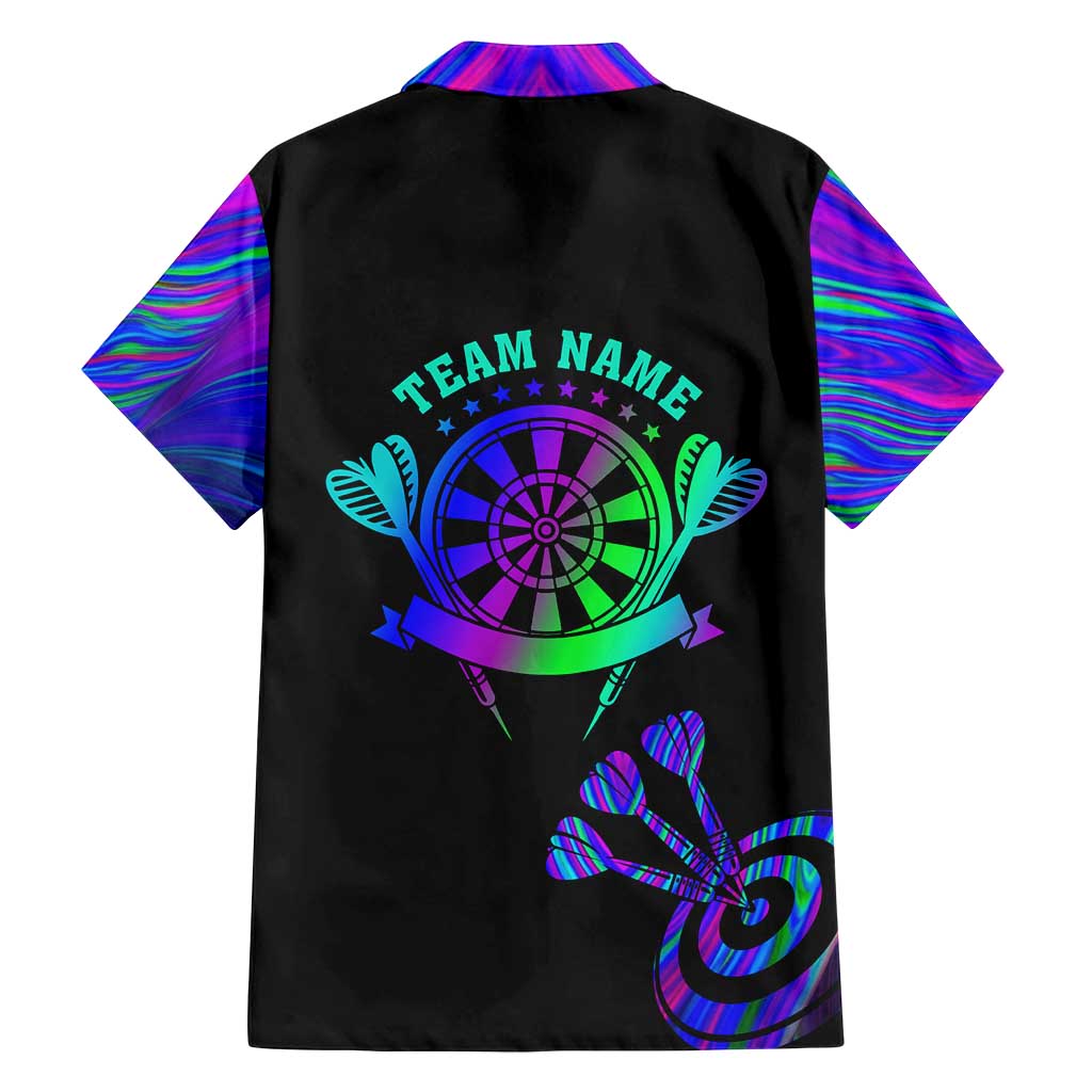 Neon Dartboard Darts Family Matching Off Shoulder Maxi Dress and Hawaiian Shirt with Colorful Target and Psychedelic Swirl Pattern - Wonder Print Shop