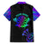 Neon Dartboard Darts Family Matching Off Shoulder Maxi Dress and Hawaiian Shirt with Colorful Target and Psychedelic Swirl Pattern - Wonder Print Shop