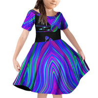 Neon Dartboard Darts Family Matching Off Shoulder Short Dress and Hawaiian Shirt with Colorful Target and Psychedelic Swirl Pattern - Wonder Print Shop