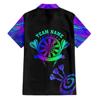 Neon Dartboard Darts Family Matching Off Shoulder Short Dress and Hawaiian Shirt with Colorful Target and Psychedelic Swirl Pattern - Wonder Print Shop