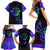 Neon Dartboard Darts Family Matching Short Sleeve Bodycon Dress and Hawaiian Shirt with Colorful Target and Psychedelic Swirl Pattern - Wonder Print Shop