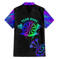 Neon Dartboard Darts Family Matching Short Sleeve Bodycon Dress and Hawaiian Shirt with Colorful Target and Psychedelic Swirl Pattern - Wonder Print Shop