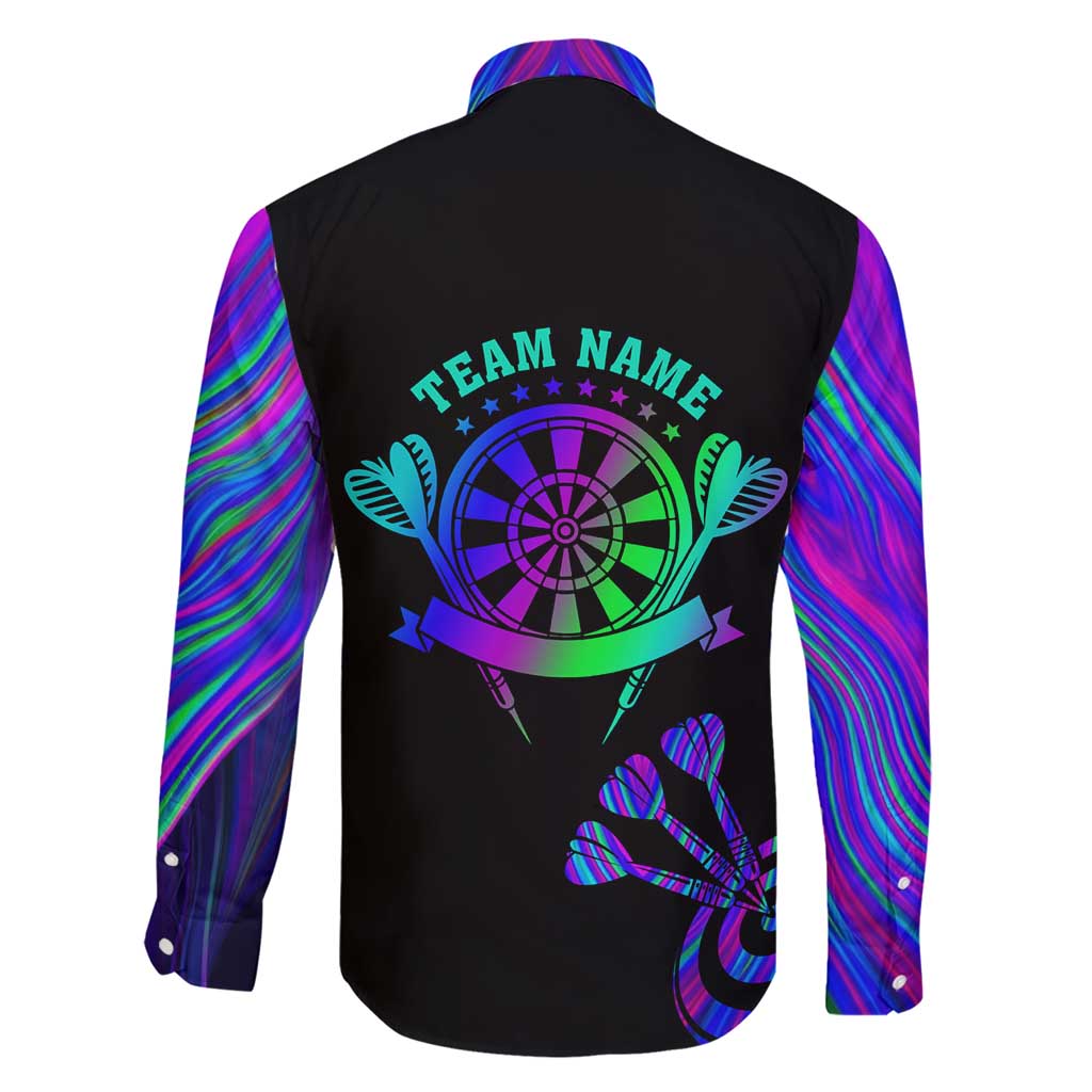 Neon Dartboard Darts Family Matching Short Sleeve Bodycon Dress and Hawaiian Shirt with Colorful Target and Psychedelic Swirl Pattern - Wonder Print Shop