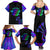 Neon Dartboard Darts Family Matching Summer Maxi Dress and Hawaiian Shirt with Colorful Target and Psychedelic Swirl Pattern - Wonder Print Shop
