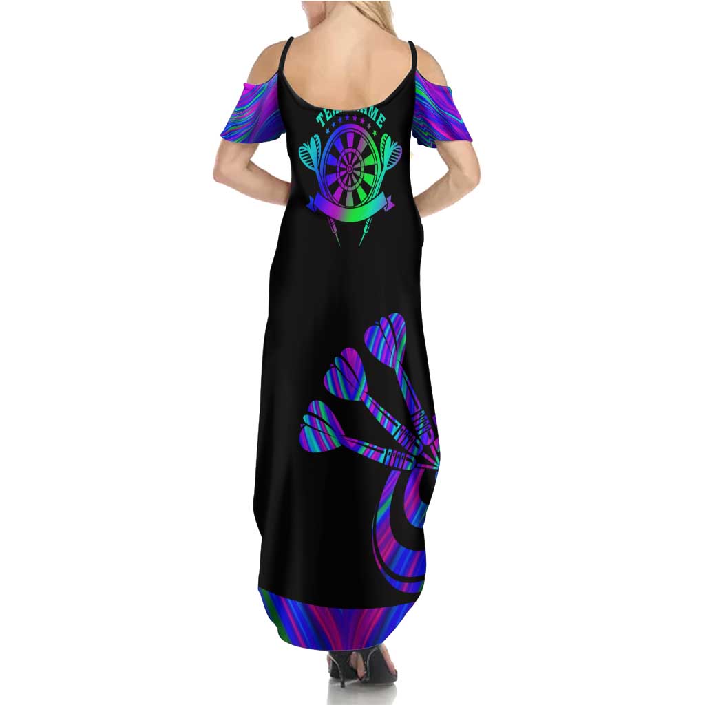 Neon Dartboard Darts Family Matching Summer Maxi Dress and Hawaiian Shirt with Colorful Target and Psychedelic Swirl Pattern - Wonder Print Shop